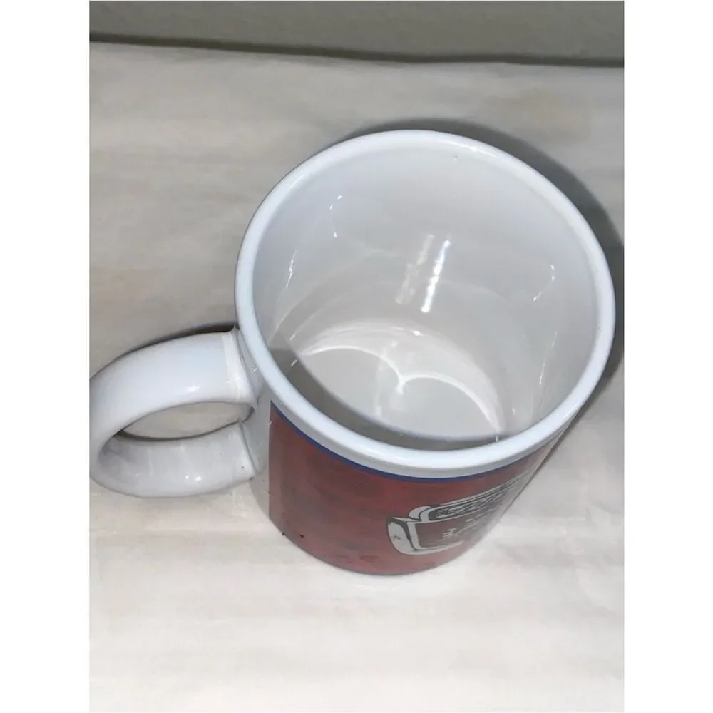 VTG, 60s 70s Ford Motor Company Coffee Mug Lightning Bolt Crest Red